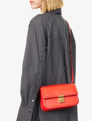 Demellier Womens Poppy Red F02 Paris Leather Shoulder Bag
