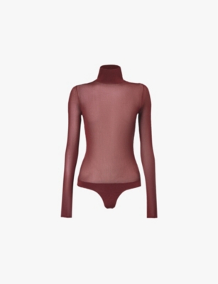 Khaite Tallin Turtleneck Bodysuit In Oxblood