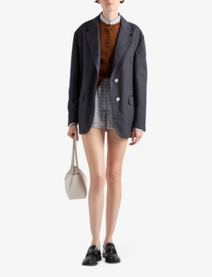 Prada Einreihige Jacke Aus Old Canvas In Blue