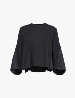 SACAI: Suiting pullover contrast-sleeve woven top