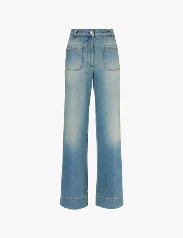 Alina high-waist wide-leg stretch-denim jeans