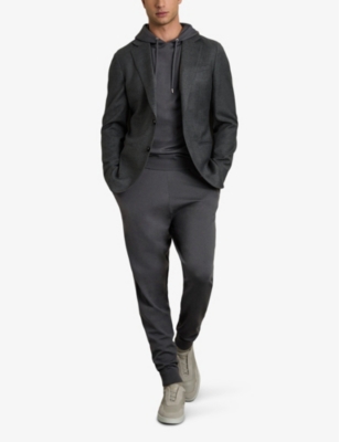Reiss Premier Interlock Drawstring Jogger Pants In Blackened Blue