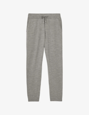 Reiss Mens Billings Stretch-wool Jogging Bottoms Warm Grey Melange In Warm Grey Melange