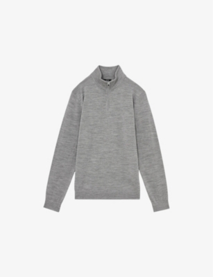 REISS: Blackhall half-zip funnel-neck wool knitted jumper
