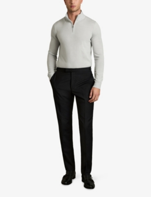 REISS: Blackhall half-zip funnel-neck wool knitted jumper