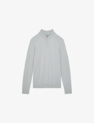 REISS: Blackhall half-zip funnel-neck wool knitted jumper
