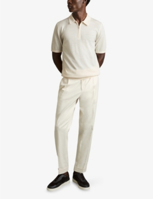 REISS: Maxwell Zip-Up Wool Polo Shirt