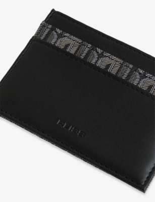Reiss Black Fletcher Monogram Canvas Card Holder