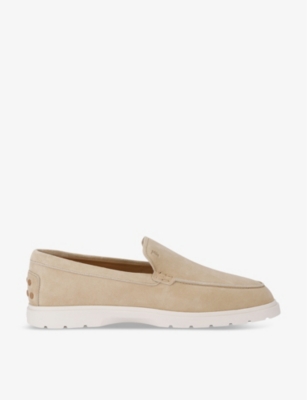 Tod's Slipper Loafers In Suede In Cream