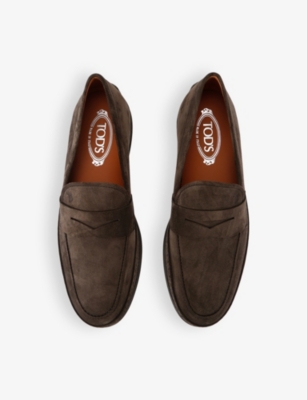 Tod's Mens Gomma Tv Slip-on Suede Loafers Brow In Brown