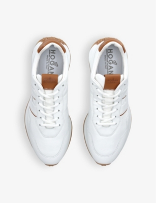 HOGAN: Allacciato H brand-embroidered leather low-top trainers