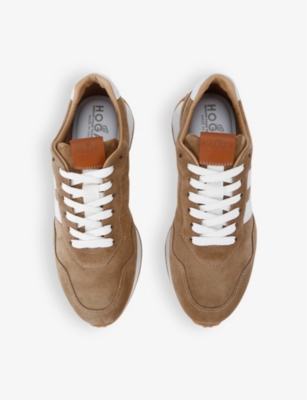 HOGAN MENS HOGAN H601 LOGO-PATCH SUEDE LOW-TOP TRAINERS 