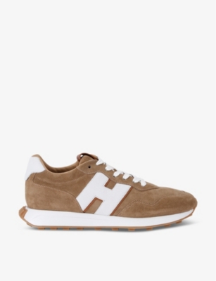 HOGAN MENS HOGAN H601 LOGO-PATCH SUEDE LOW-TOP TRAINERS 