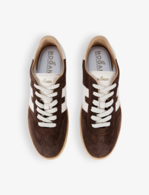 Shop Hogan Mens  Cool Serrated-logo Suede Low-top Trainers In Brown/oth