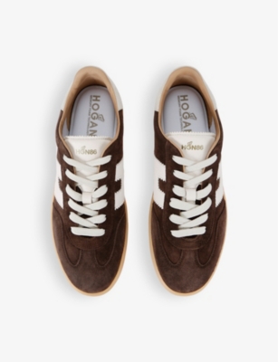 HOGAN: Cool serrated-logo suede low-top trainers