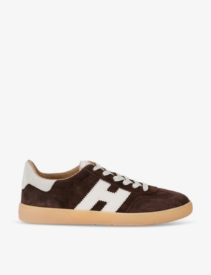 Shop Hogan Mens  Cool Serrated-logo Suede Low-top Trainers In Brown/oth