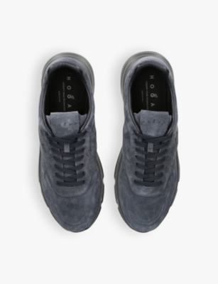 Hogan Mens Navy Hyperlight Branded Suede Low-top Trainers In Navy