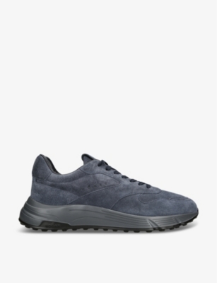 Hogan Mens Navy Hyperlight Branded Suede Low-top Trainers In Navy