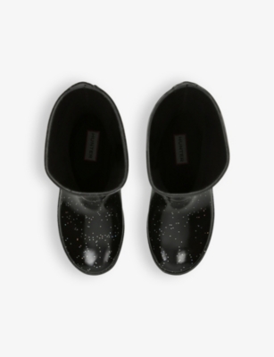 Hunter Giant Glitter First Wellington Boots In Black