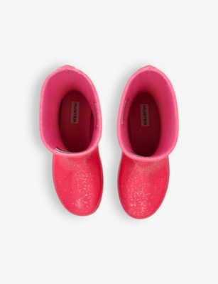 Hunter Giant Glitter First Wellington Boots In Pink
