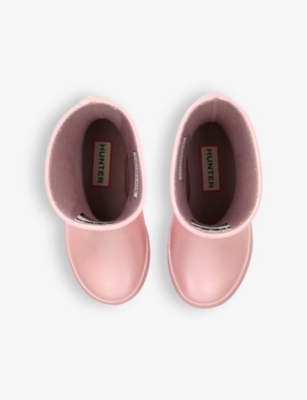 HUNTER PALE PINK KIDS' FIRST NEBULA IRIDESCENT RUBBER WELLINGTON BOOTS EUR 31 / 12.5 UK 
