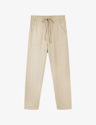 THE WHITE COMPANY: Elasticated-Waist Tapered-Leg Cotton Trousers
