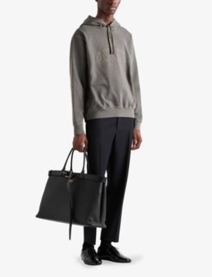 PRADA: Brand-appliqué boxy-fit cotton-jersey hoody