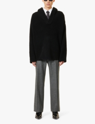 Fear Of God Black Hoodie With Zip Closure And Eternal Writing On The Back In Black