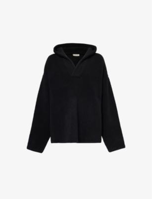 Fear Of God Black Hoodie With Zip Closure And Eternal Writing On The Back In Black