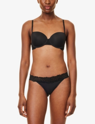 Calvin Klein Womens Attraction Lace-trim Stretch-woven Balconette Bra Black