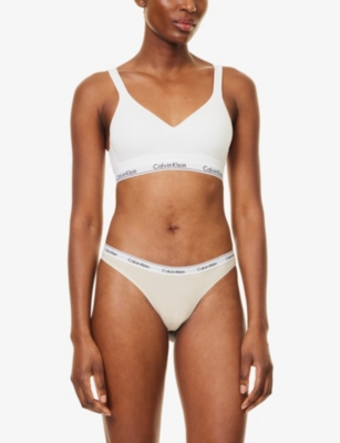Calvin Klein Womens White Modern Lift Moulded-cup Cotton-jersey Bralette In White