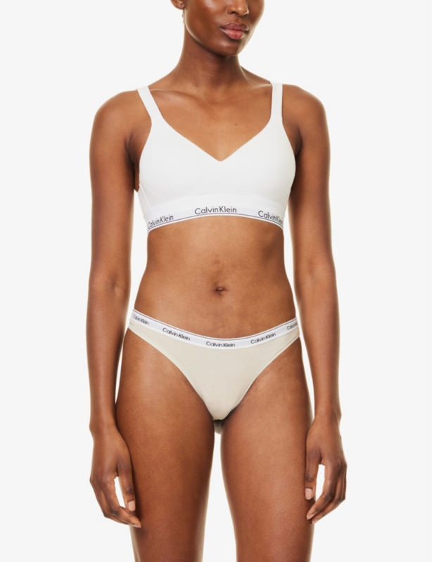 Modern lift moulded-cup cotton-jersey bralette