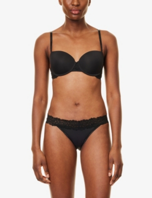 Calvin Klein Womens Black Attraction Lace-waistband Stretch-woven Bikini Briefs In Black