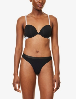 Calvin Klein Womens Black Modern Demi T-shirt Underwired Cotton-jersey Bra In Black