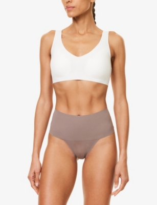 SPANX WOMENS SMOKE UNDIE-TECTABLE HIGH-RISE STRETCH-JERSEY THONG XS