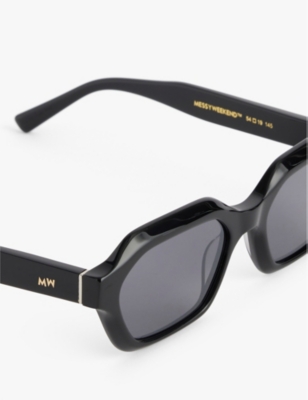 Messyweekend Anthony Hexagonal Square Sunglasses In Black/grey