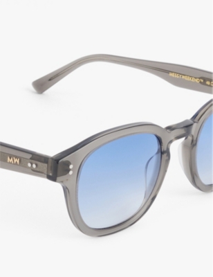 Messyweekend Bille Round-frame Acetate Sunglasses In Grey Crystal/blue