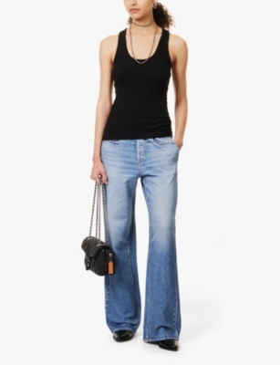 Miramar wide-leg mid-rise cotton trousers