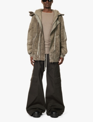 RICK OWENS DRKSHDW MENS RICK OWENS DRKSHDW HOODED VELVET-RIBBED OVERSIZED COTTON JACKET 