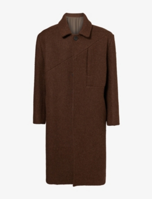 Rick Owens Mens Tobacco Bonotto Single-breasted Longline Wool Coat In Tobacco