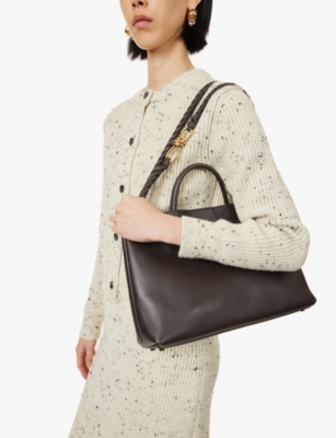 BOTTEGA VENETA: Andiamo intrecciato medium leather top-handle bag
