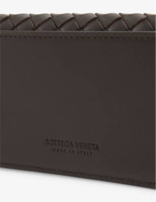 Bottega Veneta Mens  Intrecciato Front-flap Leather Wallet In Fondant-silver
