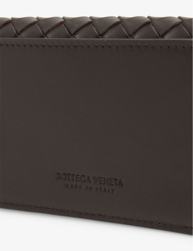 Intrecciato front-flap leather wallet