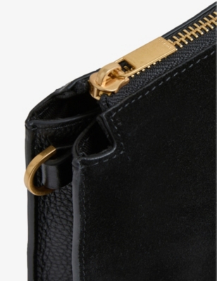 Reiss Womens  Samara Leather And Suede Crossbody Bag In Black