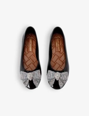 KURT GEIGER BLACK KIDS' MINI EAGLE BOW-EMBELLISHED PATENT-LEATHER PUMPS EUR 28 / 10 UK 