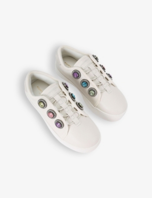 Shop Kurt Geiger S' Mini Laney Octavia Leather Low-top Trainers In Bone