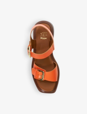 Dune Loells Buckled Leather Flatform Sandals In Orange Leather
