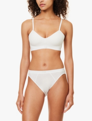 Sloggi Womens Silk White Ever Ease Padded Non-wired Cotton-blend Bra In Silk White