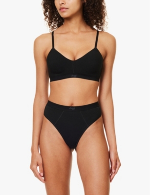 Sloggi Womens Black Ever Ease String Stretch-cotton Thong In Black