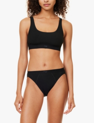 Sloggi Womens Black Ever Ease Scoop-neck Stretch-cotton Bralette In Black